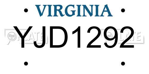 YJD1292 Virginia License Plate