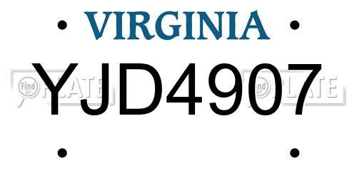 YJD4907 Virginia License Plate