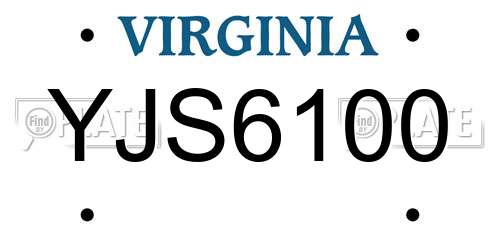 YJS6100 Virginia License Plate