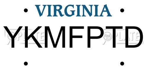 YKMFPTD Virginia License Plate