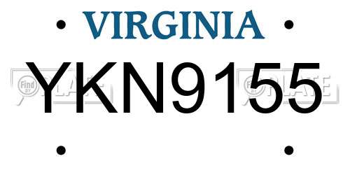 YKN9155 Virginia License Plate
