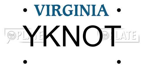 YKNOT Virginia License Plate