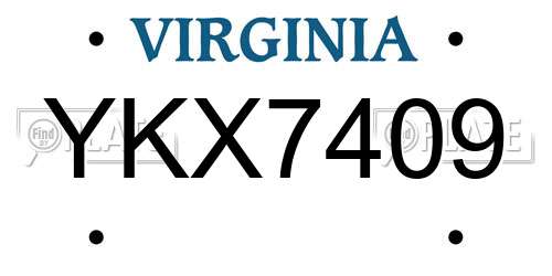 YKX7409 Virginia License Plate