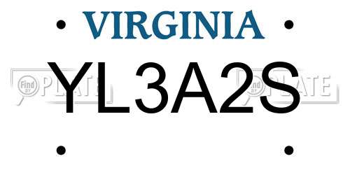 YL3A2S Virginia License Plate