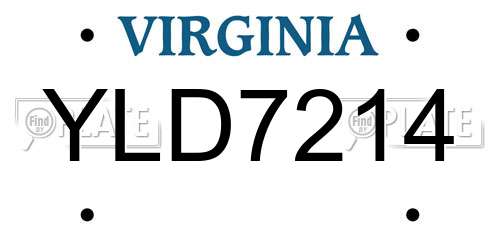 YLD7214 Virginia License Plate