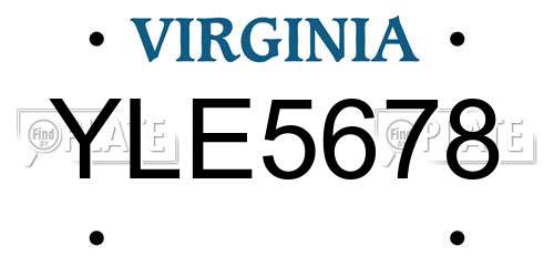 YLE5678 Virginia License Plate