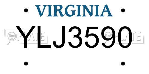 YLJ3590 Virginia License Plate