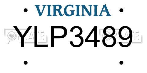 YLP3489 Virginia License Plate