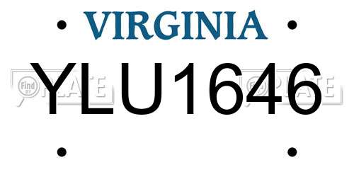 YLU1646 Virginia License Plate