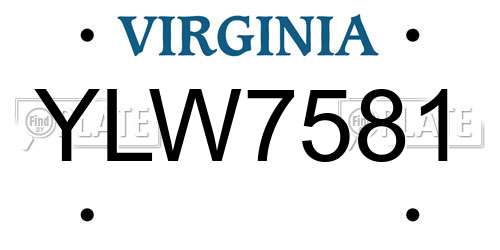 YLW7581 Virginia License Plate
