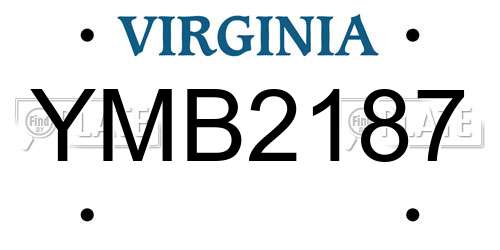 YMB2187 Virginia License Plate