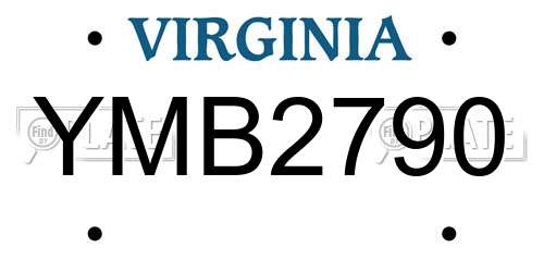 YMB2790 Virginia License Plate