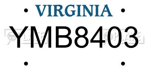 YMB8403 Virginia License Plate