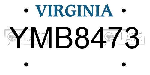 YMB8473 Virginia License Plate