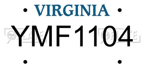 YMF1104 Virginia License Plate