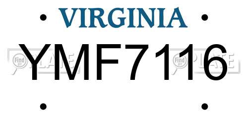 YMF7116 Virginia License Plate