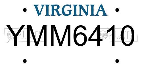 YMM6410 Virginia License Plate