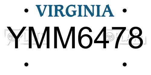 YMM6478 Virginia License Plate