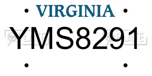 YMS8291 Virginia License Plate