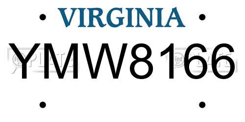 YMW8166 Virginia License Plate
