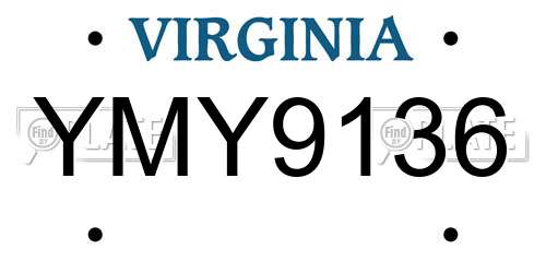 YMY9136 Virginia License Plate