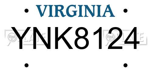 YNK8124 Virginia License Plate