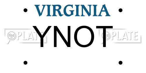 YNOT Virginia License Plate