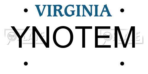 YNOTEM Virginia License Plate