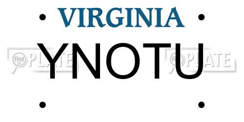 YNOTU Virginia License Plate