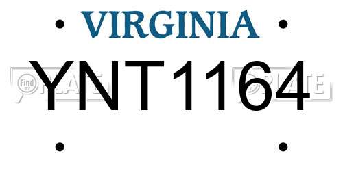 YNT1164 Virginia License Plate
