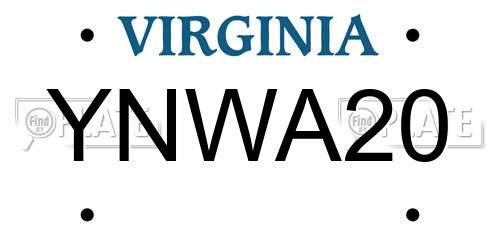 YNWA20 Virginia License Plate
