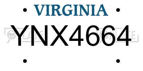 YNX4664 Virginia License Plate