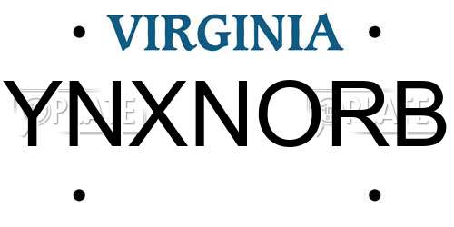 YNXNORB Virginia License Plate