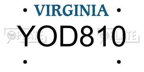 YOD810 Virginia License Plate