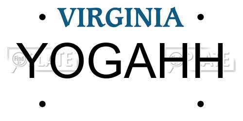 YOGAHH Virginia License Plate
