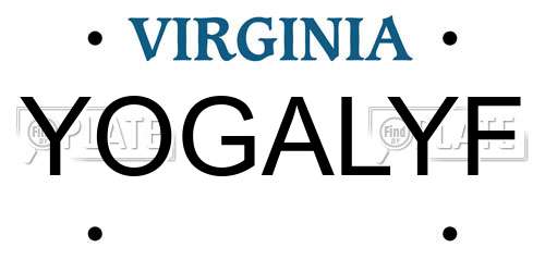 YOGALYF Virginia License Plate