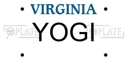 YOGI Virginia License Plate