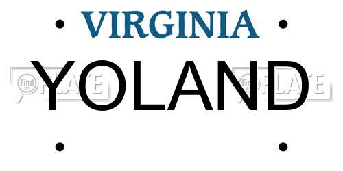 YOLAND Virginia License Plate