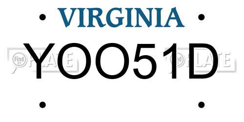 YOO51D Virginia License Plate
