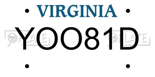 YOO81D Virginia License Plate