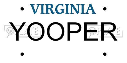 YOOPER Virginia License Plate