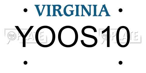 YOOS10 Virginia License Plate