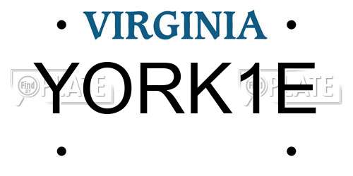 YORK1E Virginia License Plate