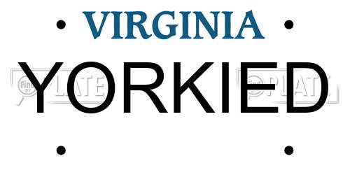YORKIED Virginia License Plate