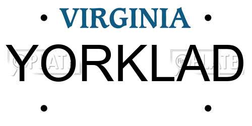 YORKLAD Virginia License Plate