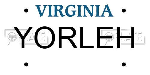 YORLEH Virginia License Plate