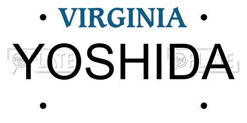 YOSHIDA Virginia License Plate