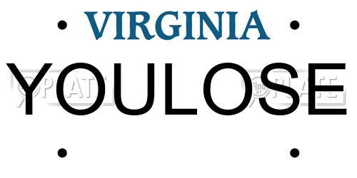 YOULOSE Virginia License Plate
