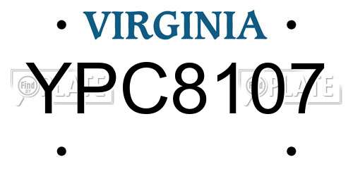 YPC8107 Virginia License Plate