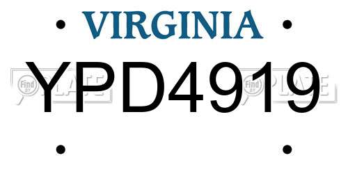 YPD4919 Virginia License Plate